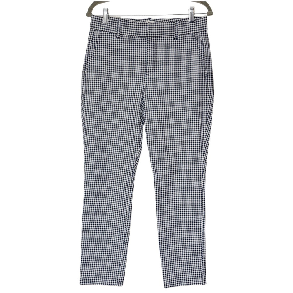 {GAP} "Signature Skinny Ankle in Blue Plaid Gingham" Slim Stretch Ponte Pants